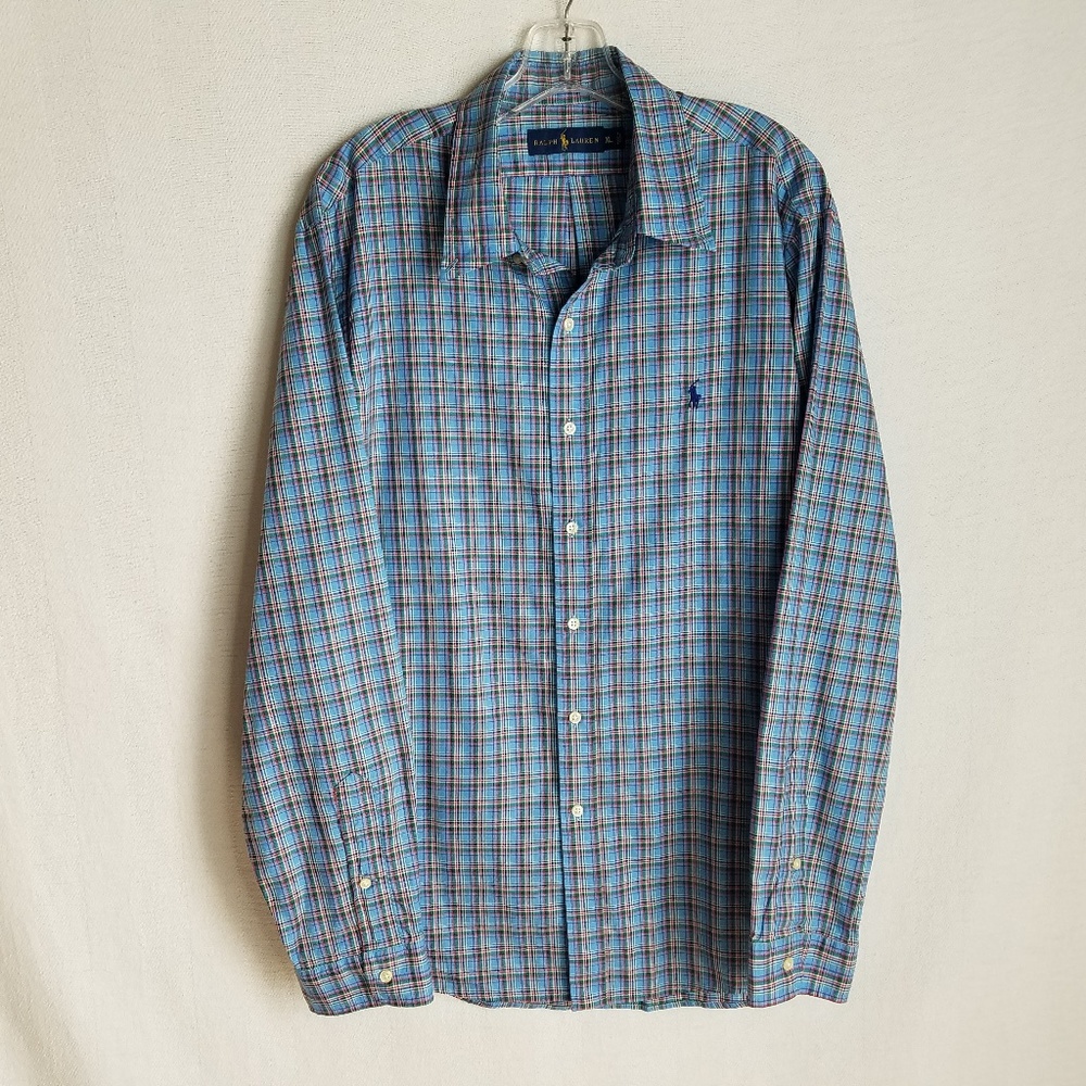 Ralph Lauren‎ Polo Blue Plaid Button Front Shirt
